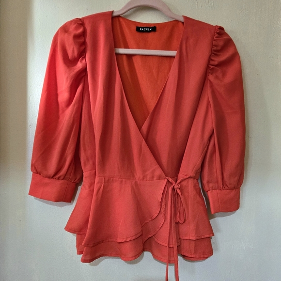 Racheal Tops - NWOT Rachel Coral Wrap-Around Blouse